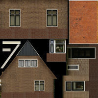 Low-Poly Houses brick building with roof Low-poly 3D model_58