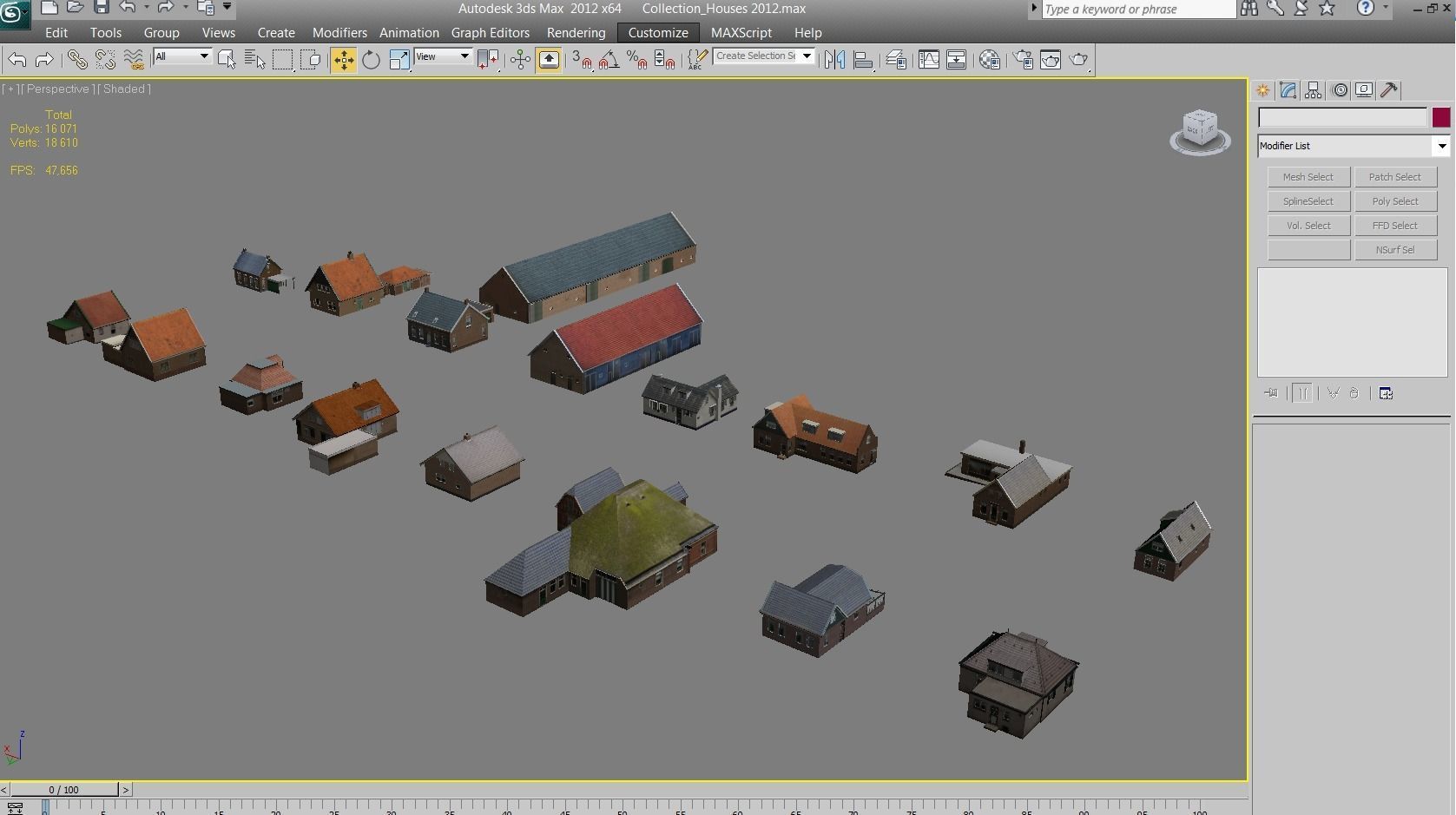 Low-Poly Houses brick building with roof Low-poly 3D model_68