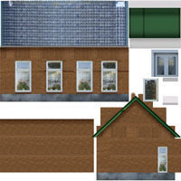 Low-Poly Houses brick building with roof Low-poly 3D model_29