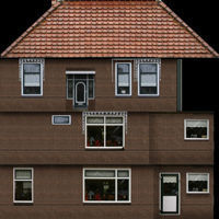 Low-Poly Houses brick building with roof Low-poly 3D model_54