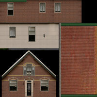 Low-Poly Houses brick building with roof Low-poly 3D model_62