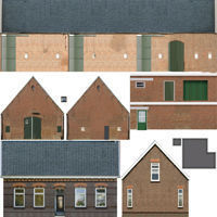 Low-Poly Houses brick building with roof Low-poly 3D model_20