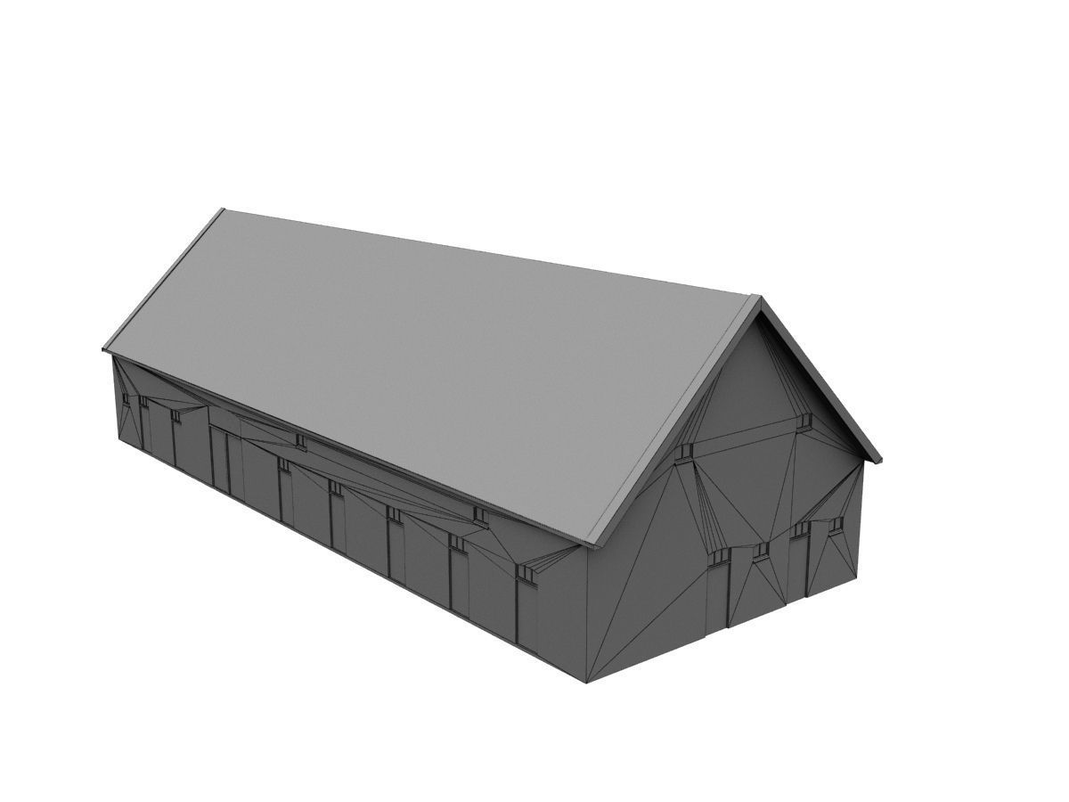 Low-Poly Houses brick building with roof Low-poly 3D model_17