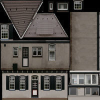 Low-Poly Houses brick building with roof Low-poly 3D model_32