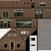 Low-Poly Houses brick building with roof Low-poly 3D model_4