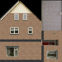 Low-Poly Houses brick building with roof Low-poly 3D model_45