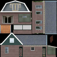 Low-Poly Houses brick building with roof Low-poly 3D model_36