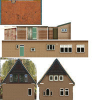 Low-Poly Houses brick building with roof Low-poly 3D model_25