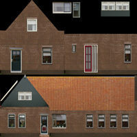 Low-Poly Houses brick building with roof Low-poly 3D model_8