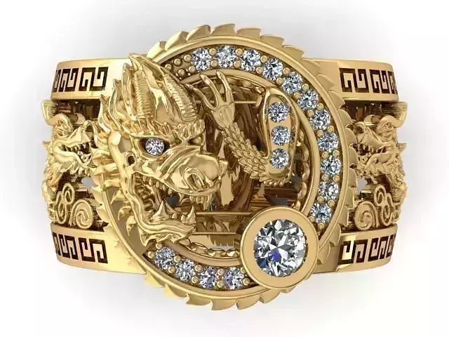 DRAGON-RING 6 gold dragon ring with diamonds 3D print model
