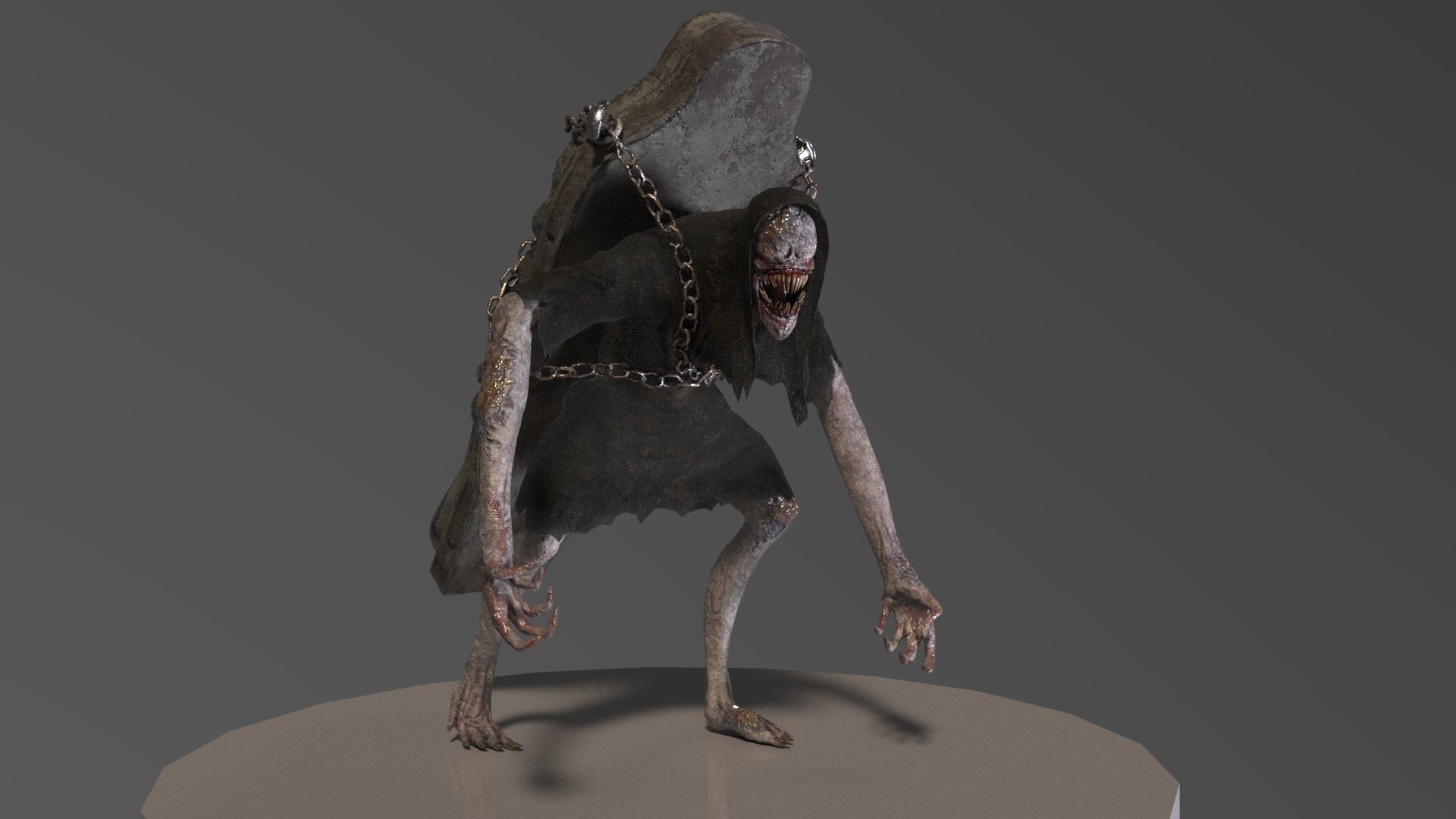 Creature Monster Faceless Gravewalker Low-poly 3D model_2