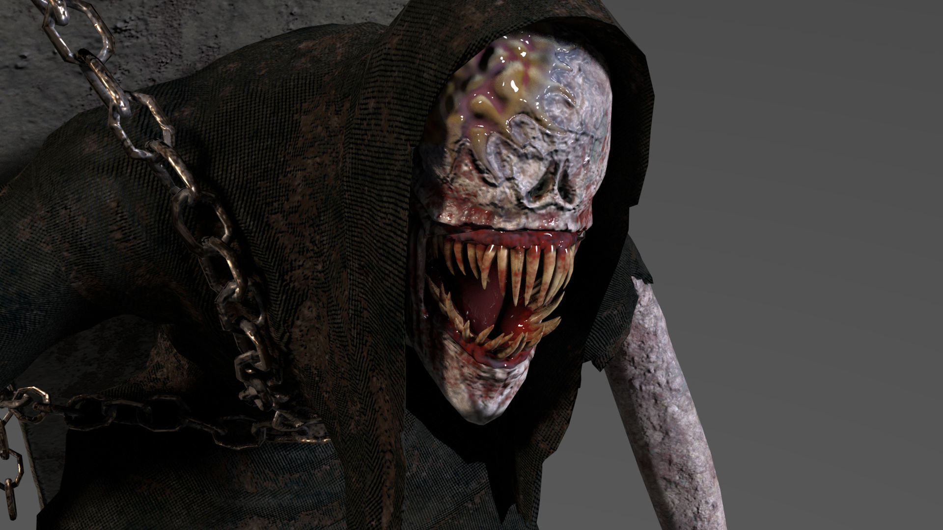 Creature Monster Faceless Gravewalker Low-poly 3D model_3