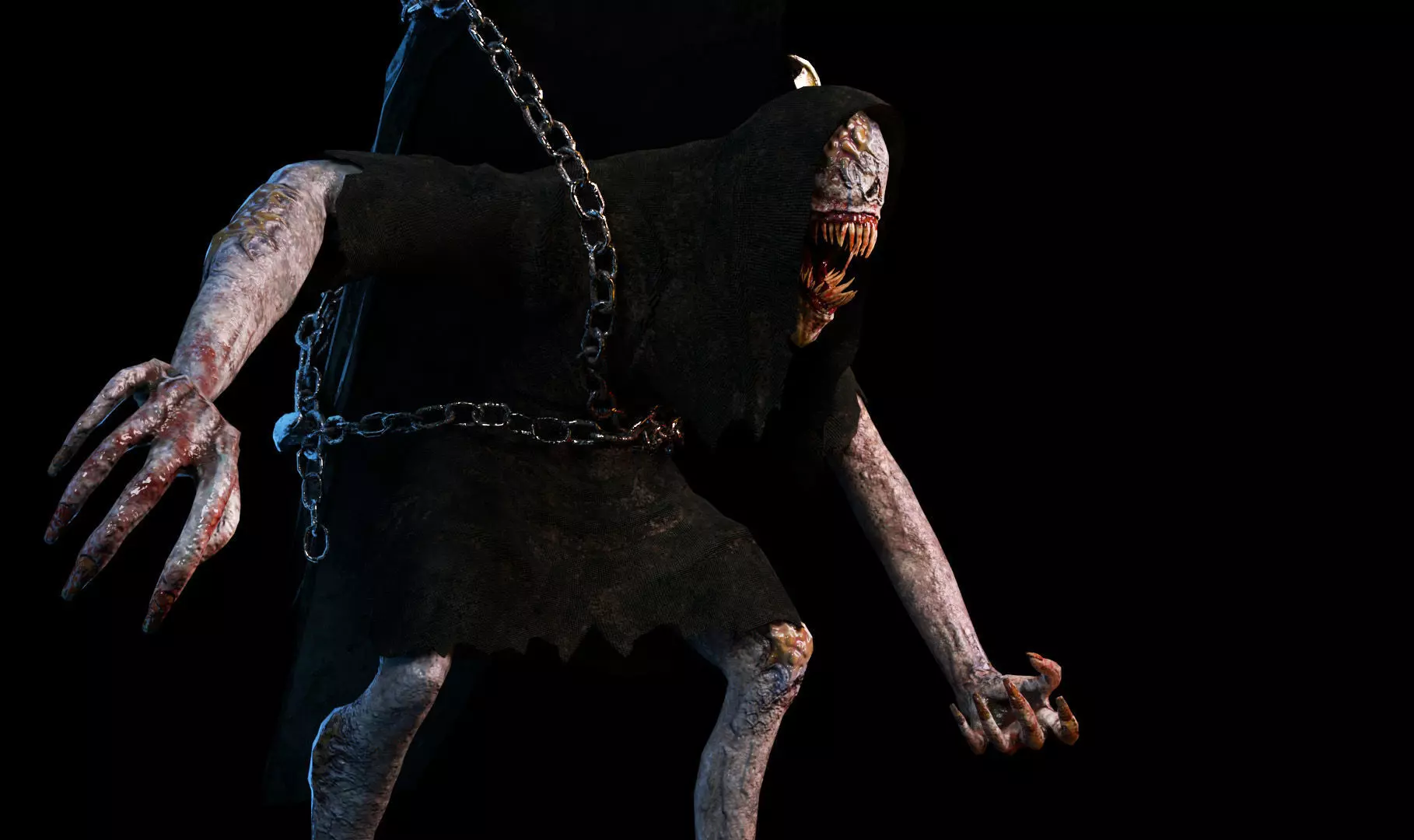 Creature Monster Faceless Gravewalker Low-poly 3D model_0