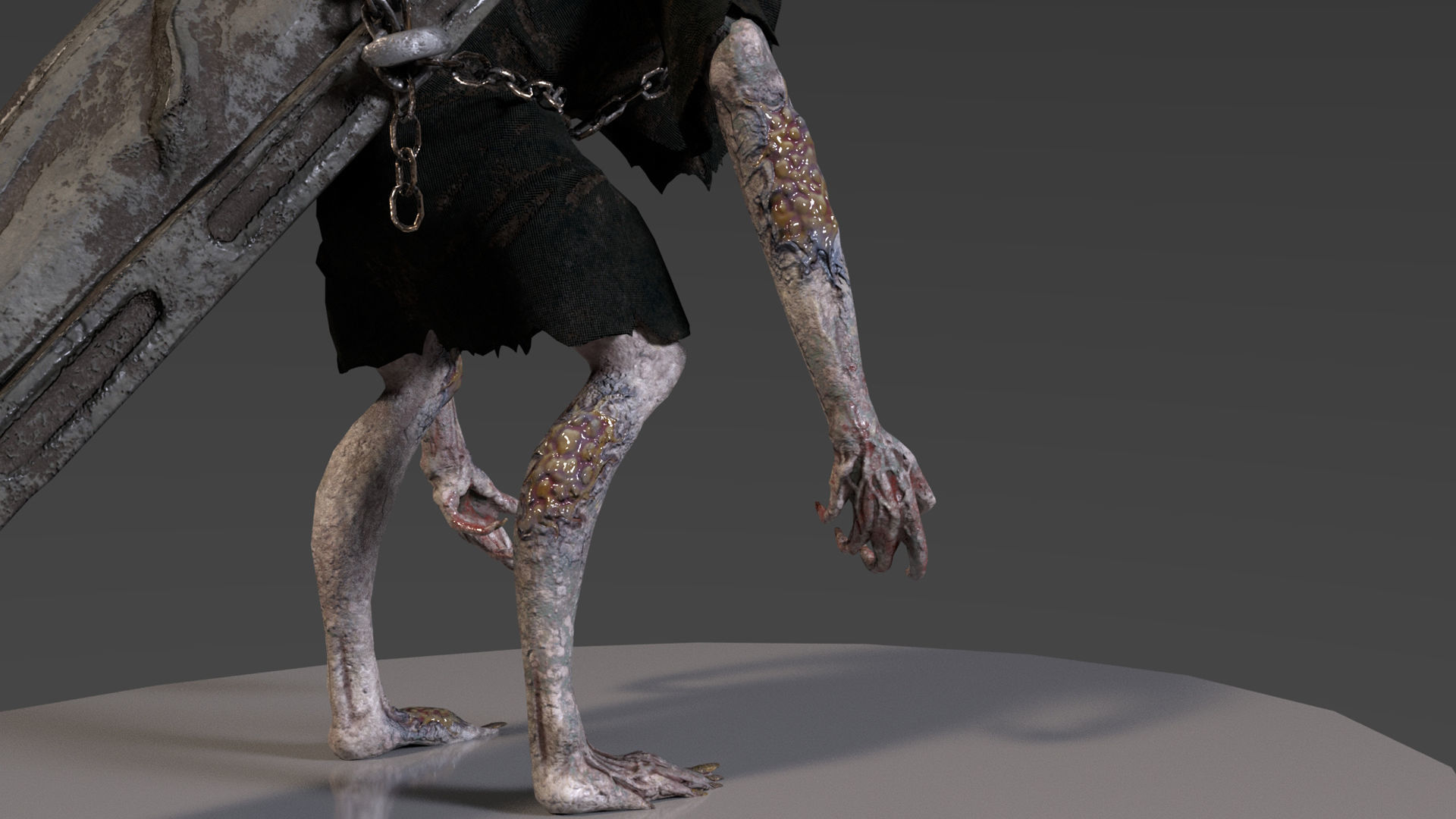 Creature Monster Faceless Gravewalker Low-poly 3D model_7