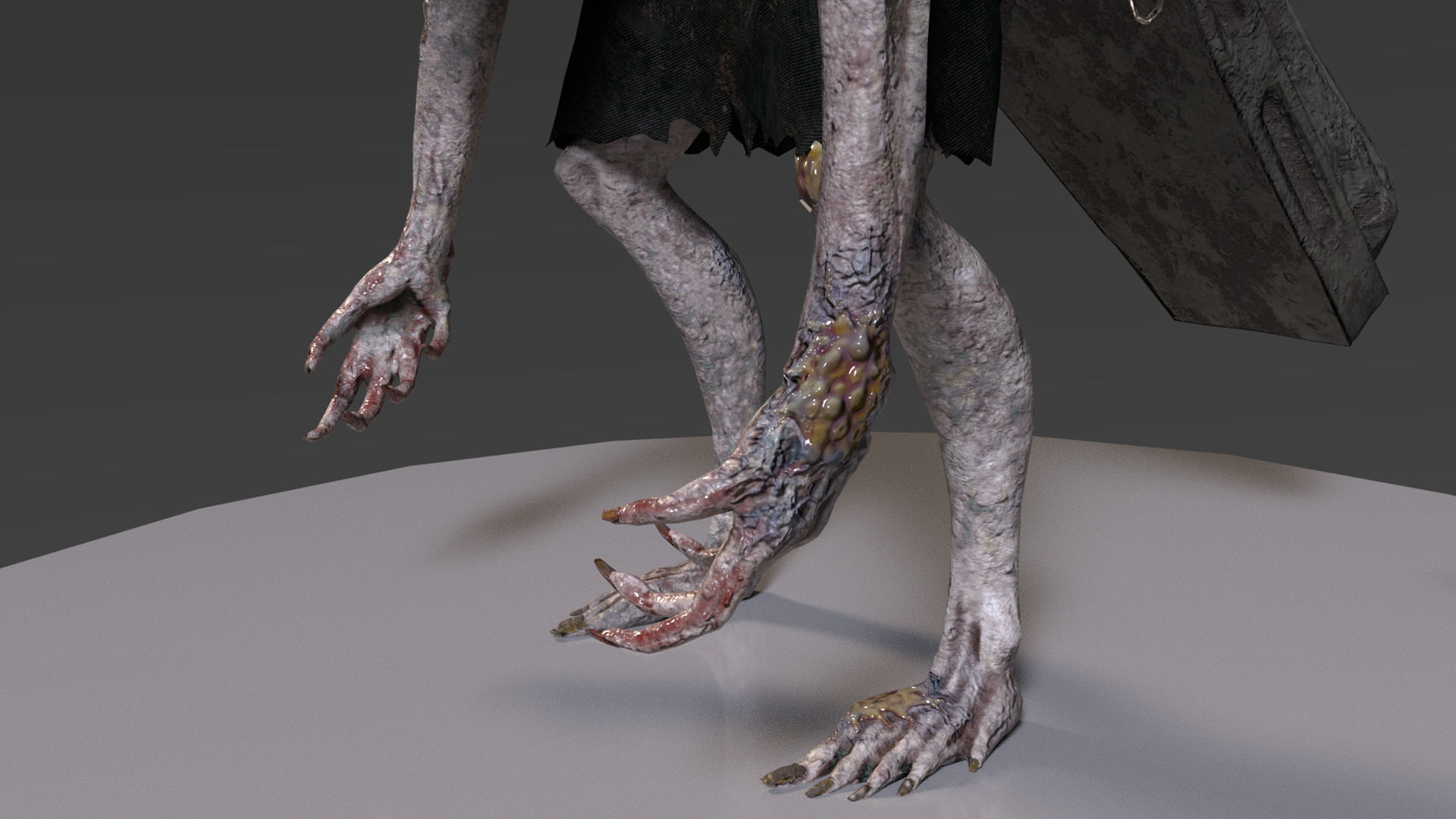 Creature Monster Faceless Gravewalker Low-poly 3D model_8