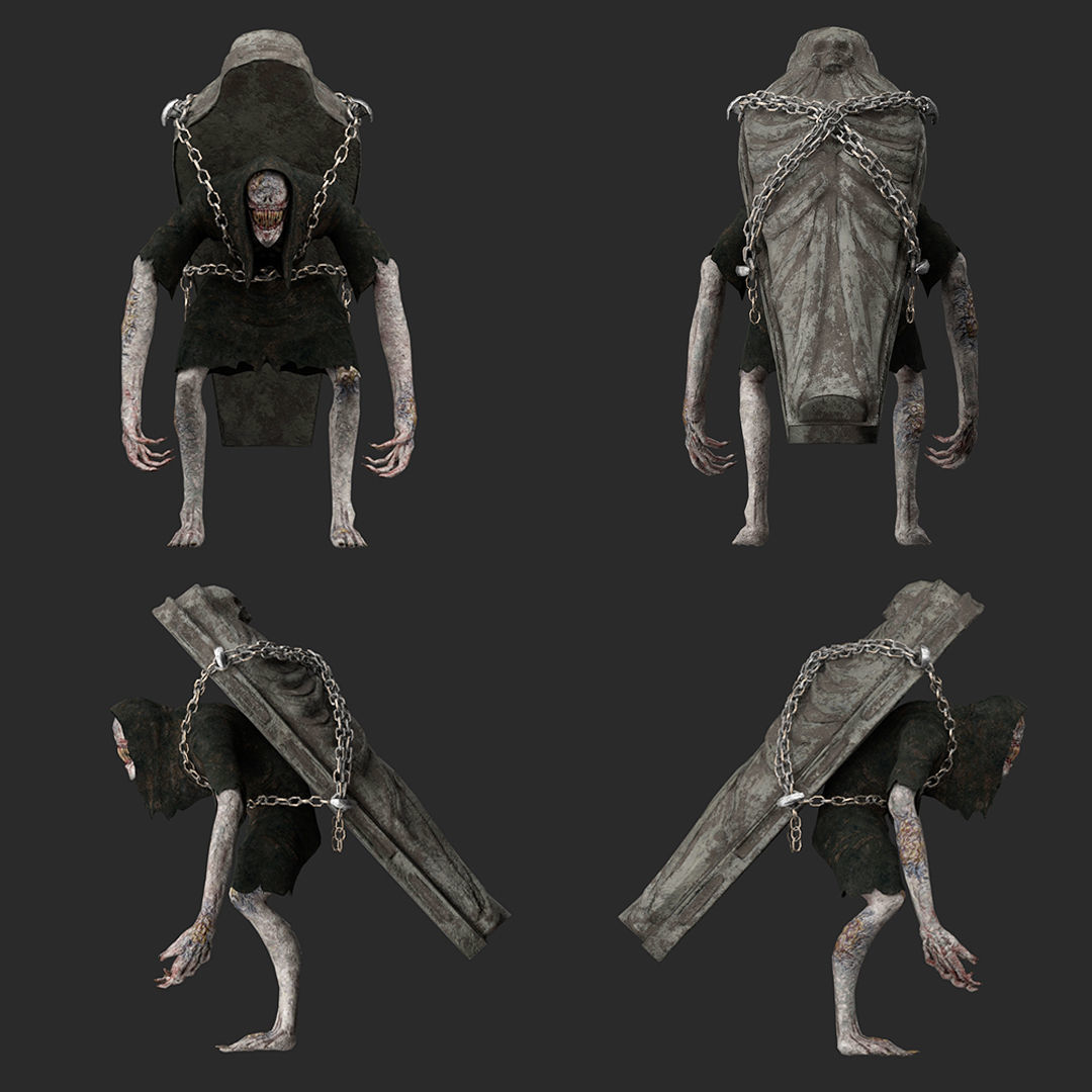 Creature Monster Faceless Gravewalker Low-poly 3D model_11