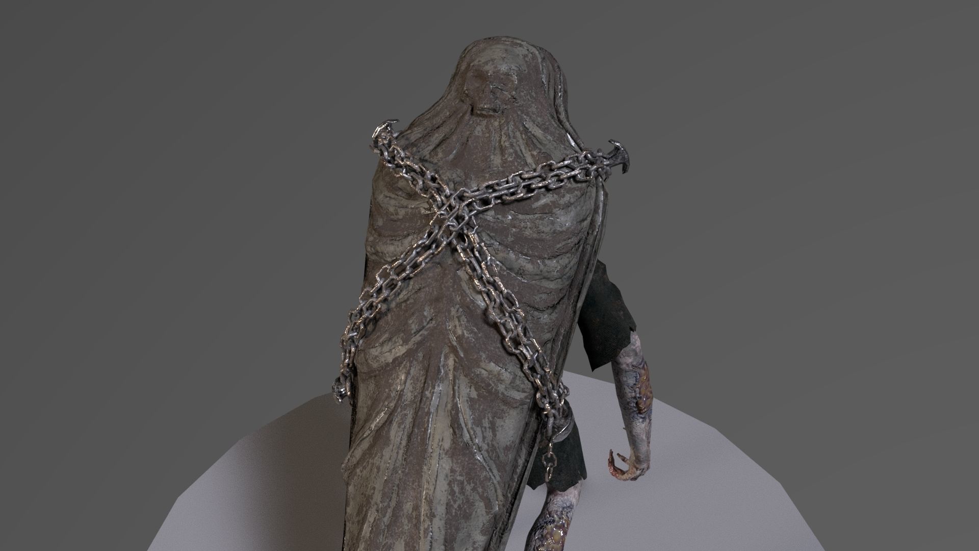 Creature Monster Faceless Gravewalker Low-poly 3D model_9