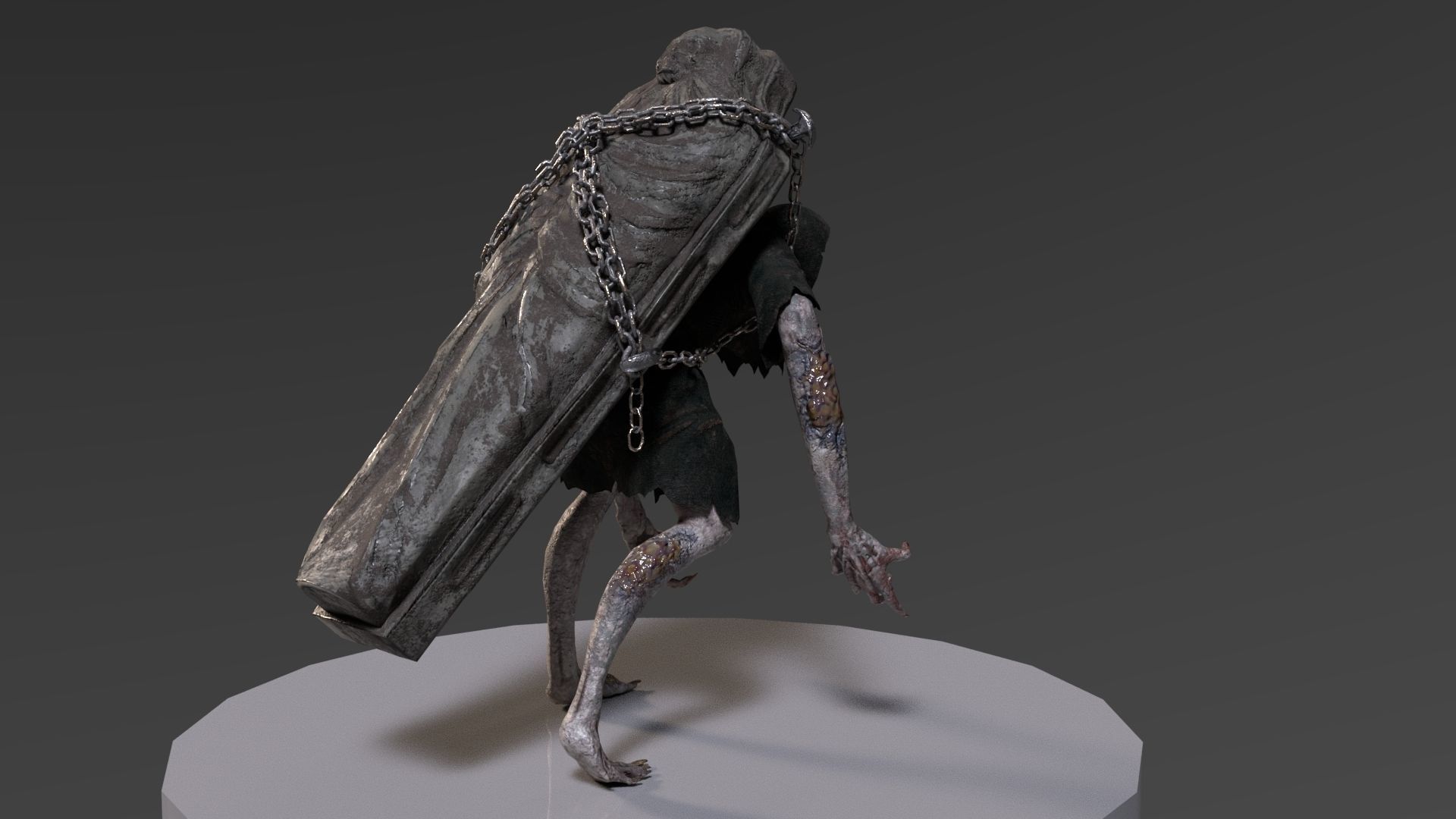 Creature Monster Faceless Gravewalker Low-poly 3D model_6