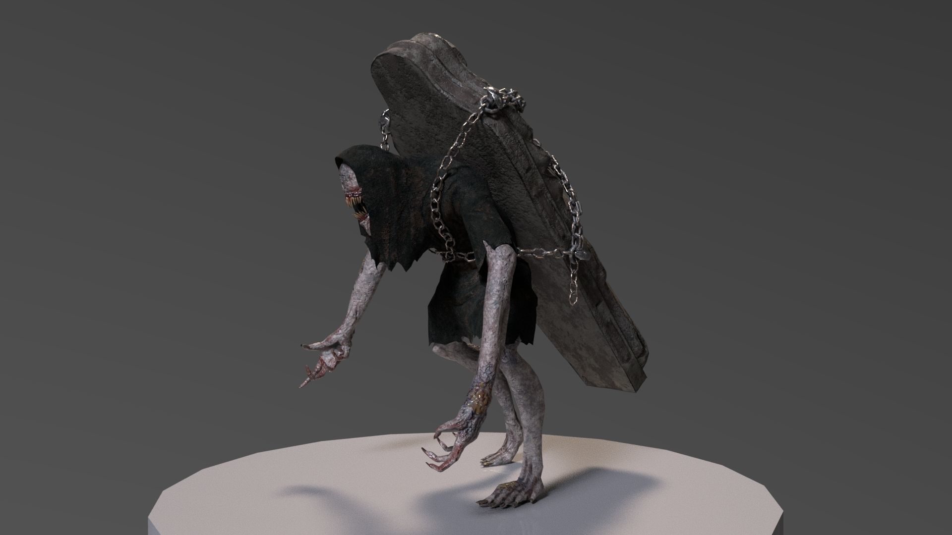 Creature Monster Faceless Gravewalker Low-poly 3D model_5