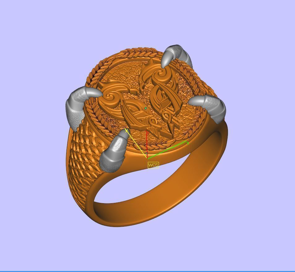 Custom signet claws ring 3D print model_3
