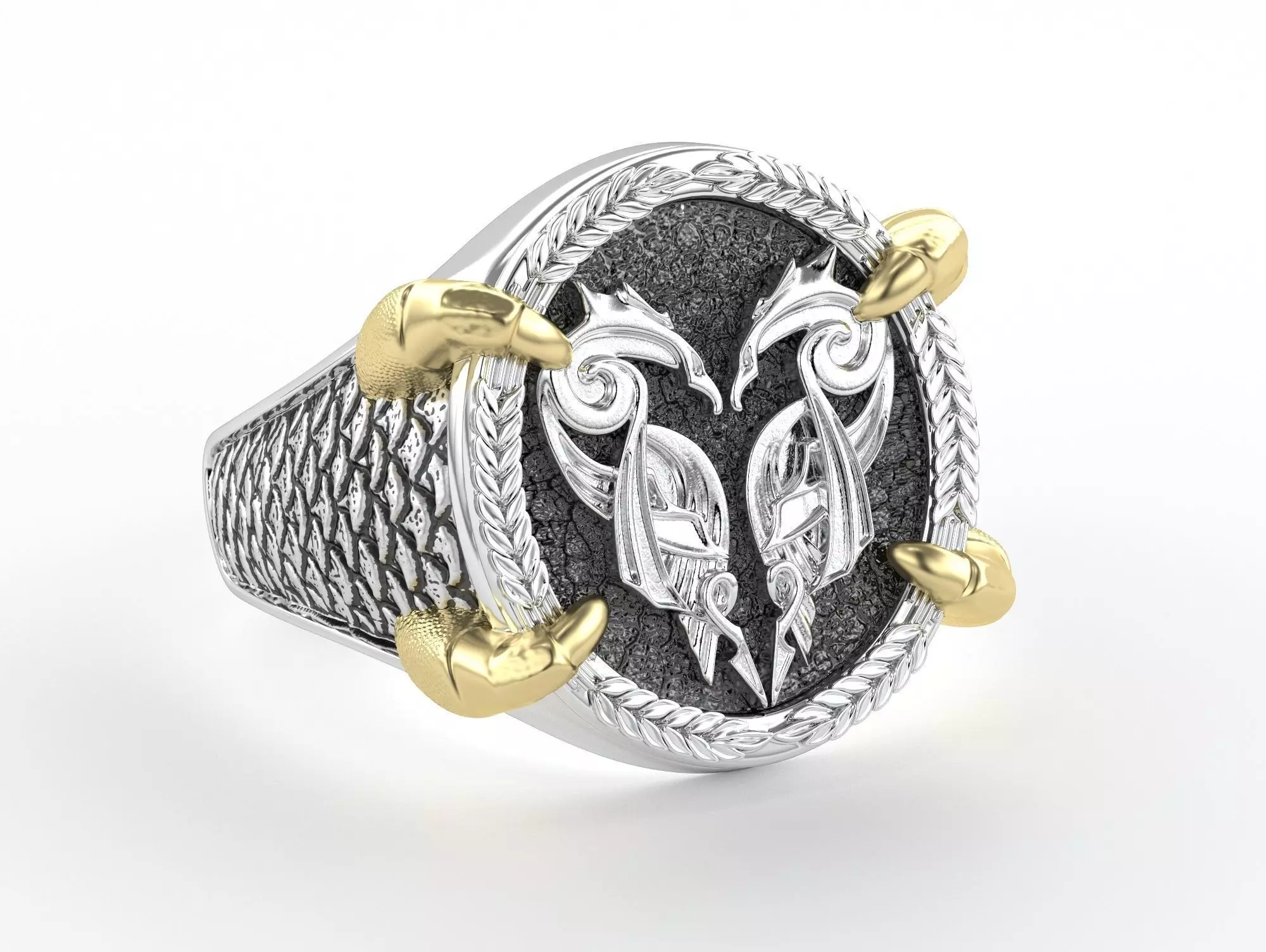 Custom signet claws ring 3D print model_0