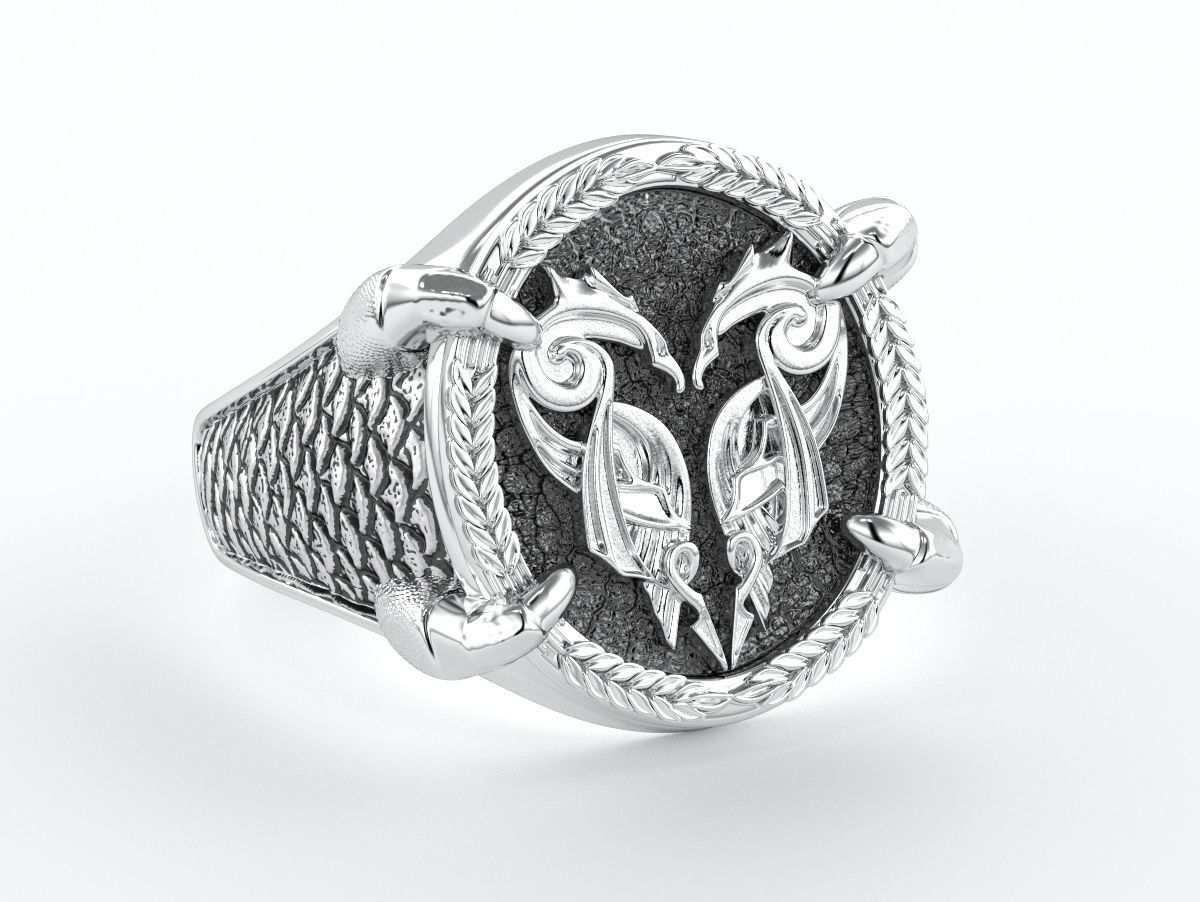 Custom signet claws ring 3D print model_1