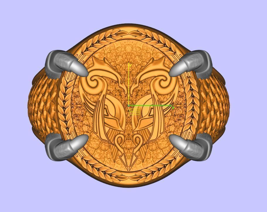 Custom signet claws ring 3D print model_4