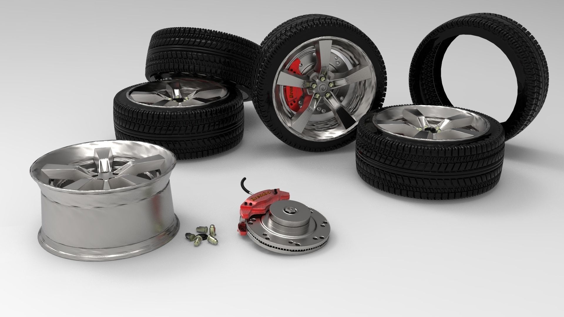 tire car and disc brake 3D model CGTrader