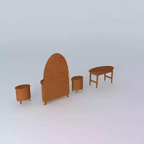 oval tables and dresser with half oval mirror Free 3D model