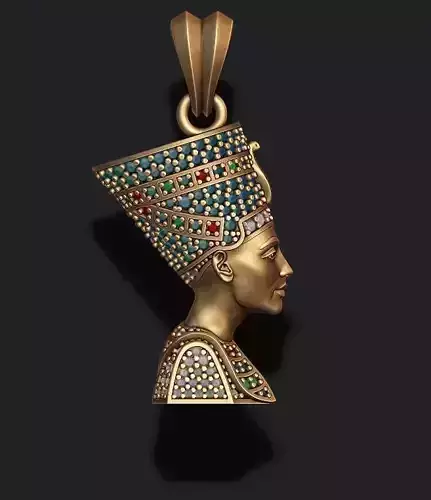 Nefertiti pendant with gems 3D print model