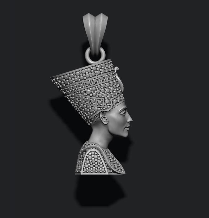 Nefertiti pendant with gems 3D print model_8