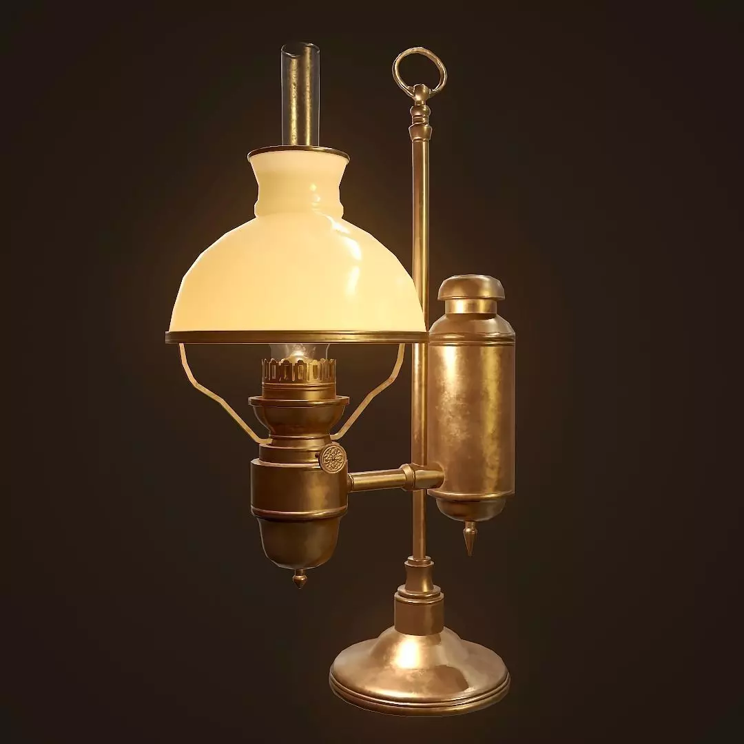 Antique Oil Lamp - PBR Game Ready Low-poly 3D model_0