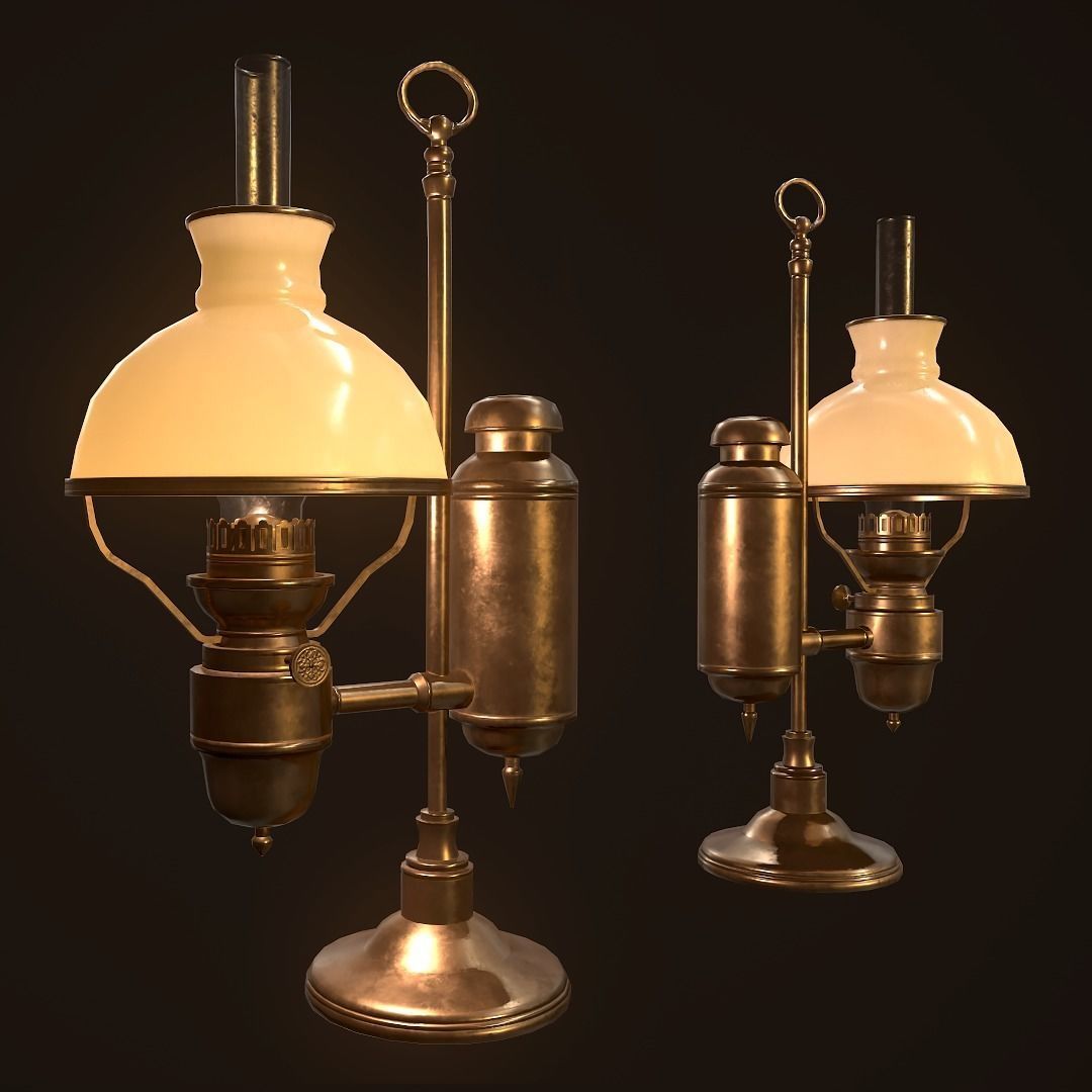 Antique Oil Lamp - PBR Game Ready Low-poly 3D model_1