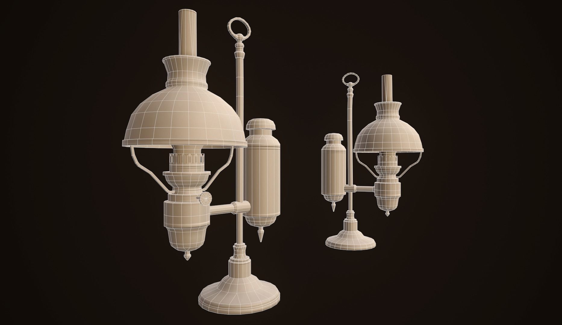 Antique Oil Lamp - PBR Game Ready Low-poly 3D model_6