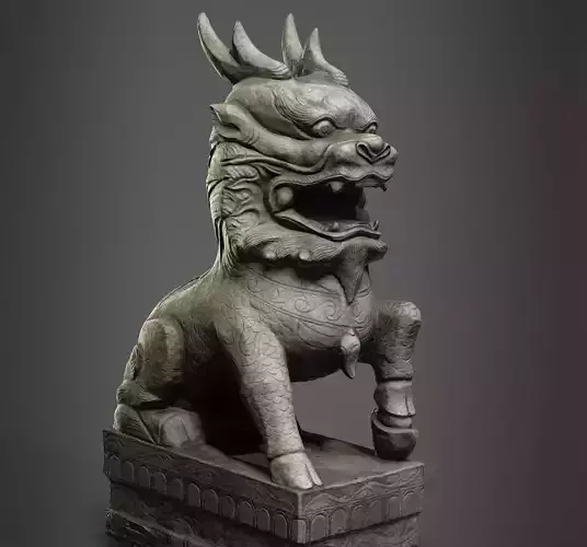 Goat statue Low-poly 3D model