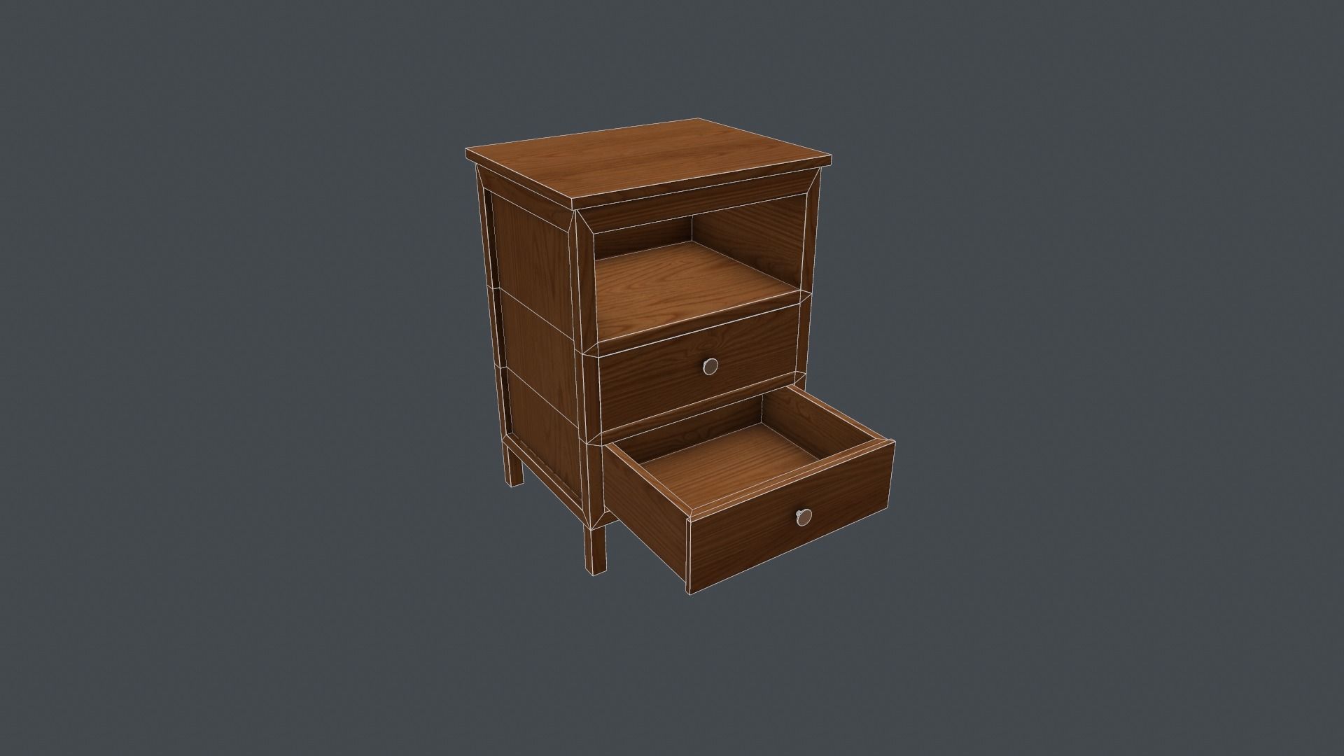 Game Ready Bedside Table Low-poly 3D model_9