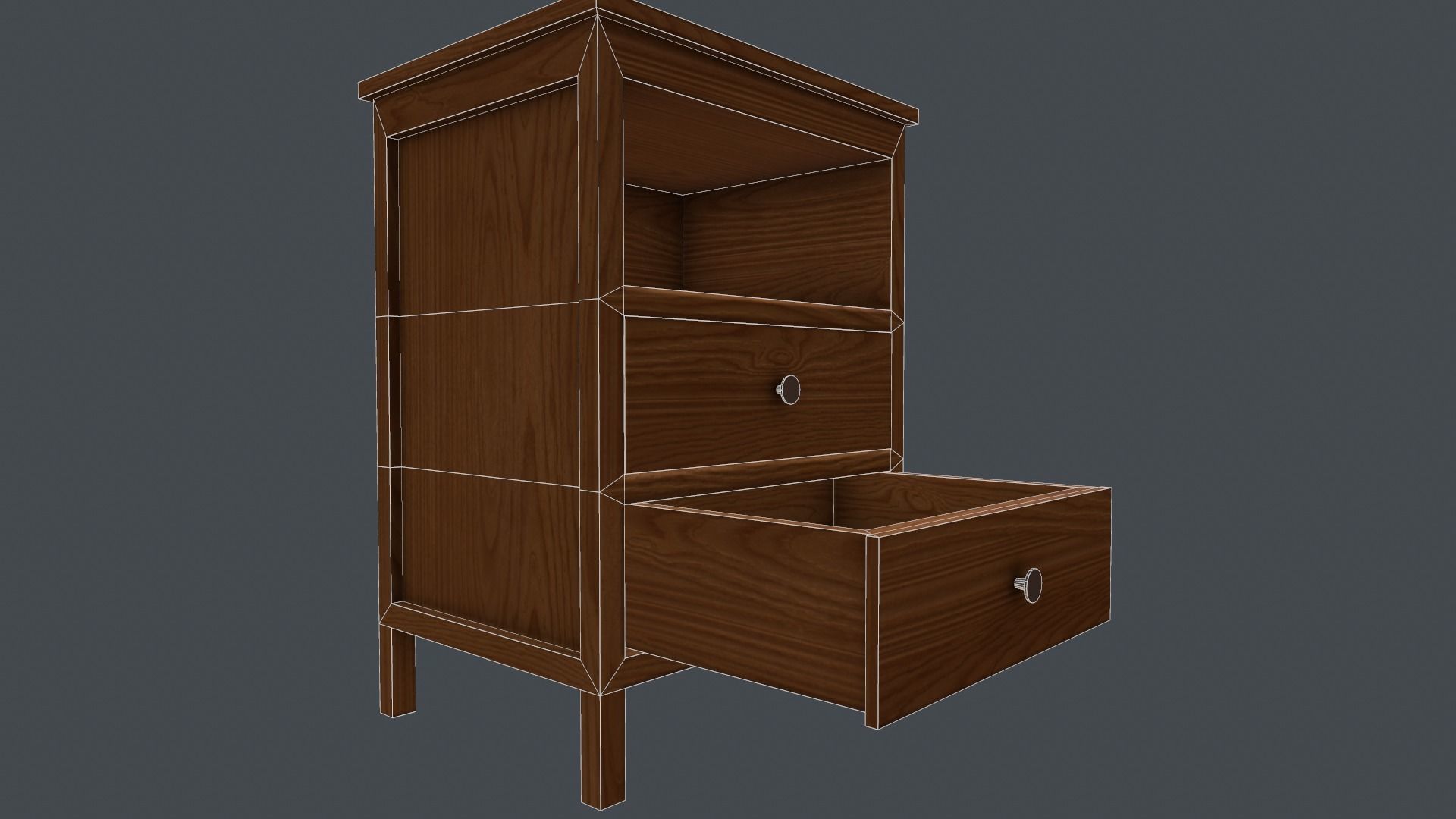 Game Ready Bedside Table Low-poly 3D model_7