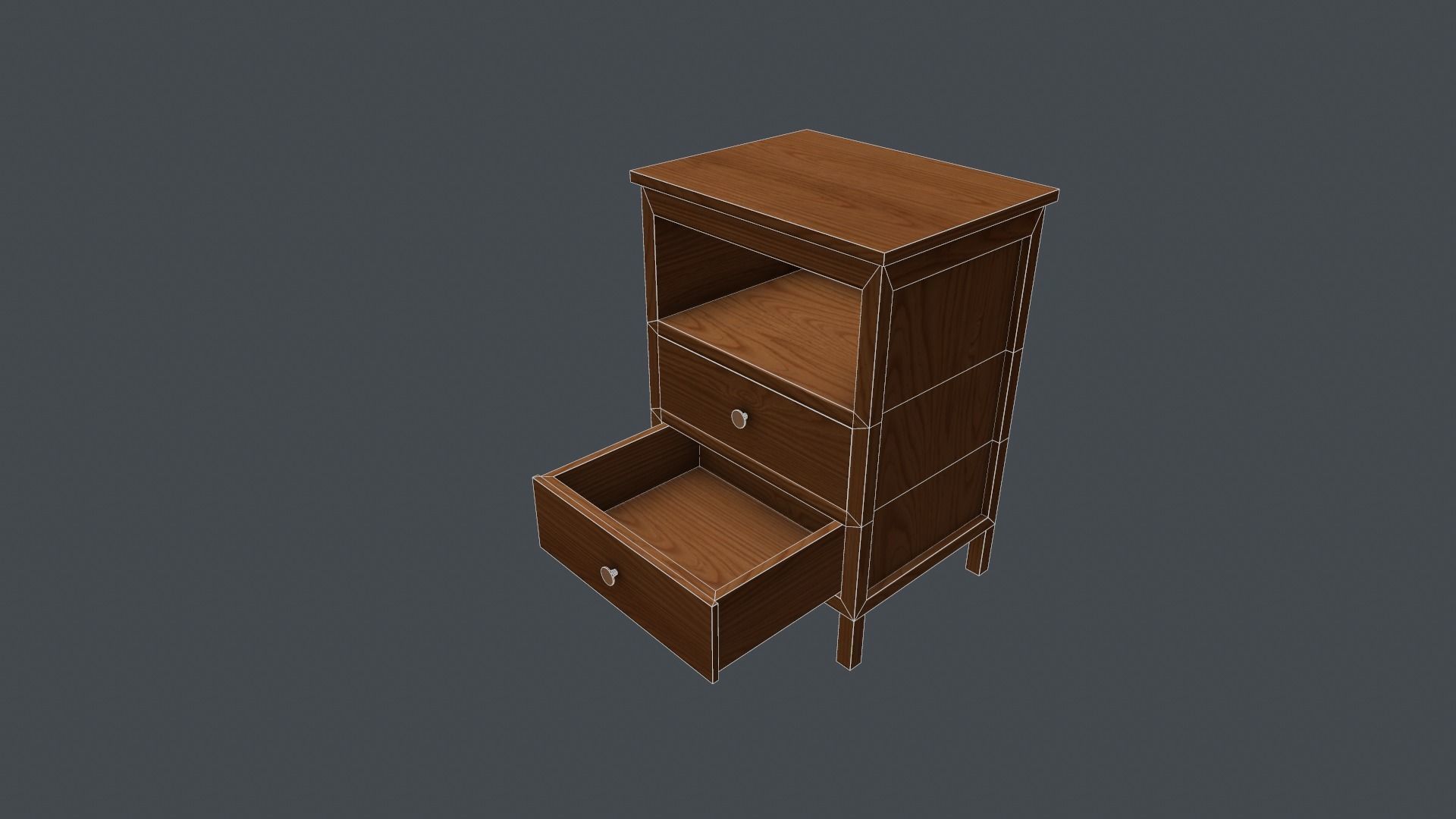 Game Ready Bedside Table Low-poly 3D model_8