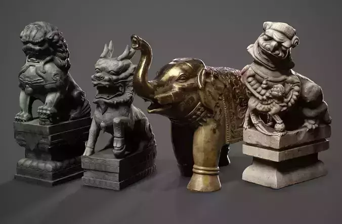 Chinese ancient statues  3D Model Collection
