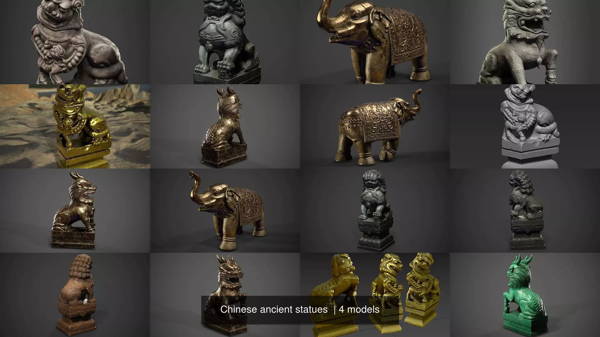 Chinese ancient statues  3D Model Collection_1
