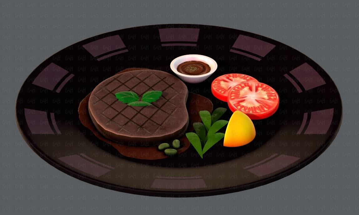 Steak V01 Low-poly 3D model_7