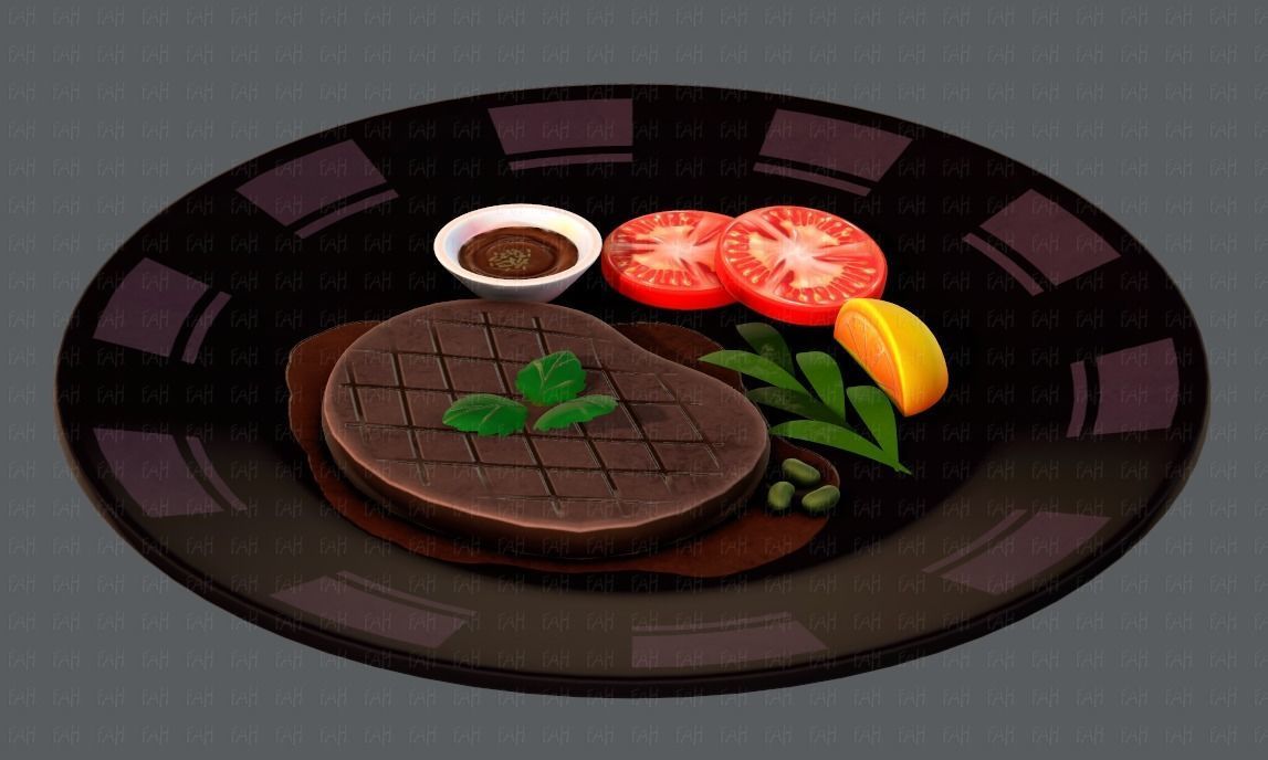Steak V01 Low-poly 3D model_8