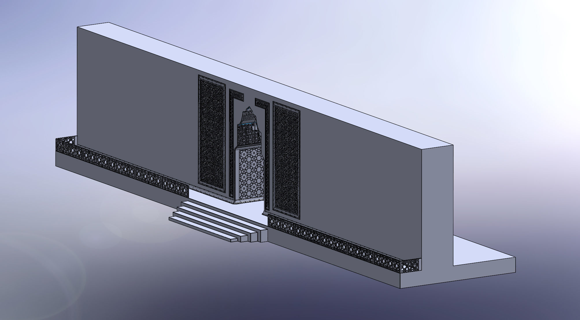 stone gate  3D model_4