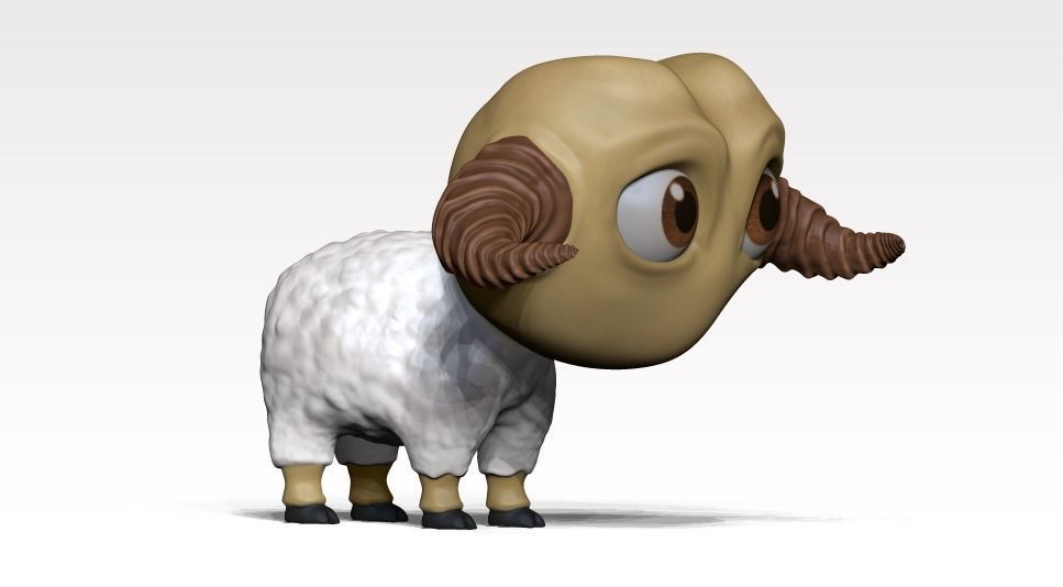 cartoon sheep Low-poly 3D model_4
