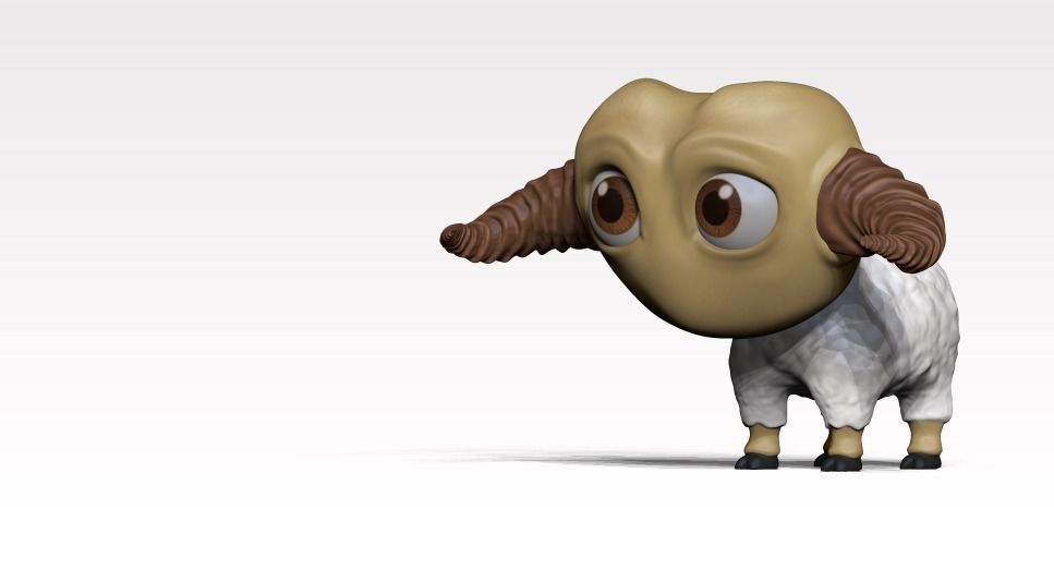 cartoon sheep Low-poly 3D model_9