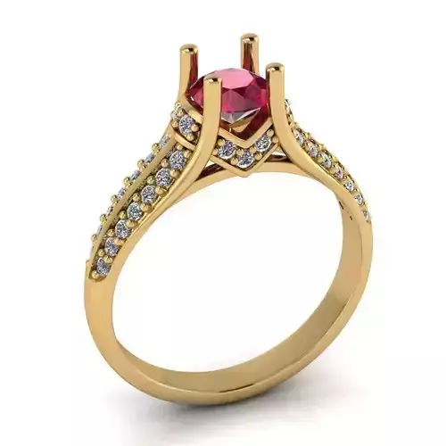 Ring with small gems 3D print model