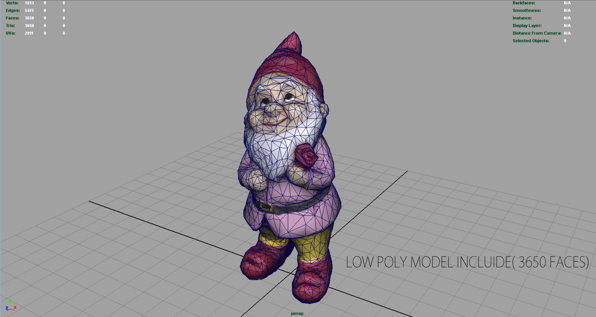 Garden Gnome 5 Low-poly 3D model_5
