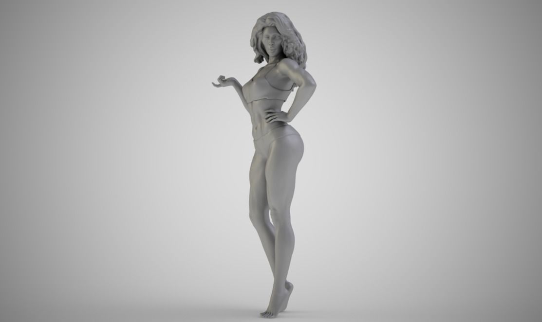 Flirtatious woman in bikini 3D print model_3