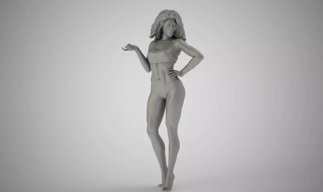 Flirtatious woman in bikini 3D print model_0