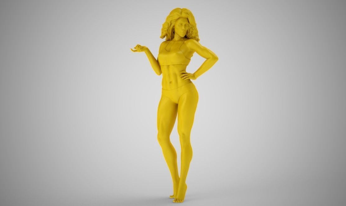 Flirtatious woman in bikini 3D print model_5